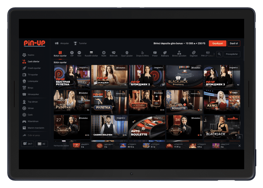 Pin-Up Kazinoda Canlı Diler Oyunları